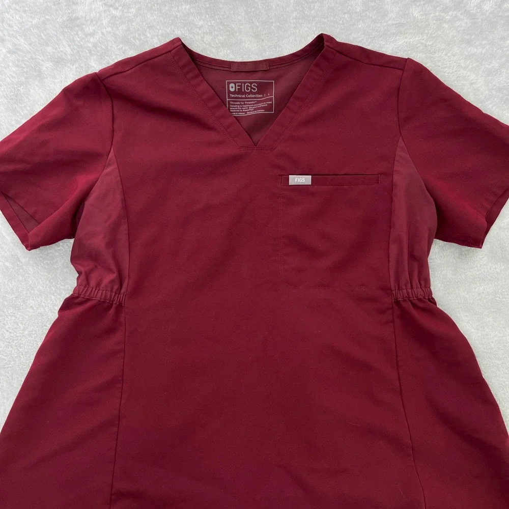 FIGS Maternity Scrub Set L/XL Burgundy Women Medical Jogger Uniform Set - Picture 5 of 16